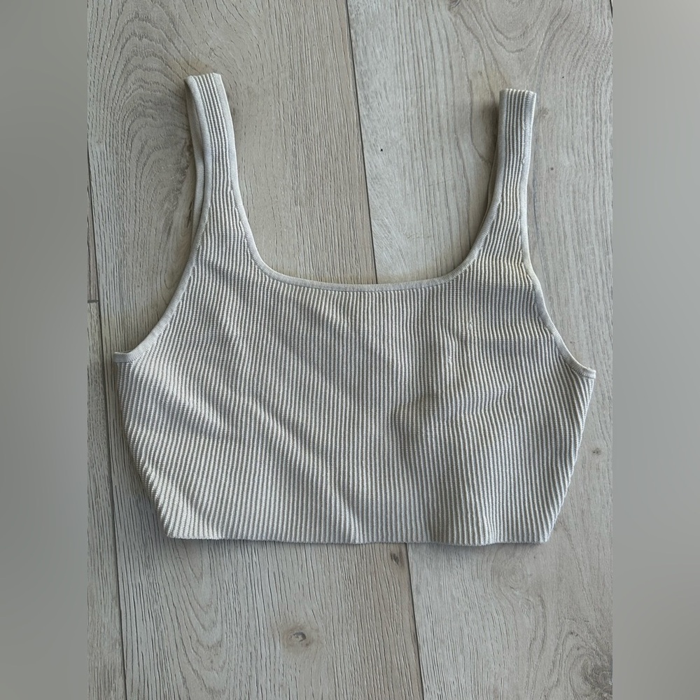 Babaton Cream Ribbed Tank Top